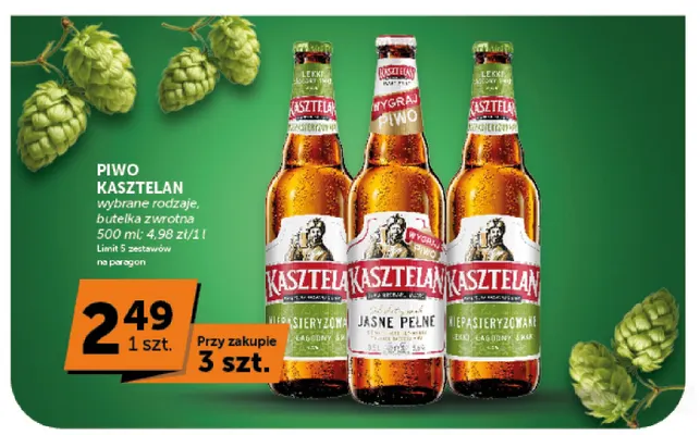 Piwo Kasztelan Niepasteryzowane promocja w Euro Sklep