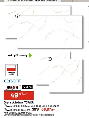 Gres szkliwiony Cersanit Tower 59,8x59,8 cm promocja w Leroy Merlin