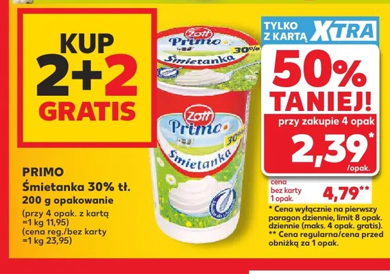 Śmietanka Primo Zott 30% promocja w Kaufland