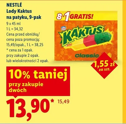 Lody Kaktus na patyku Nestlé 9-pak promocja w Lidl