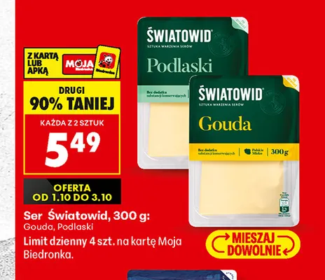 Ser gouda w plastrach Światowid promocja w Biedronka