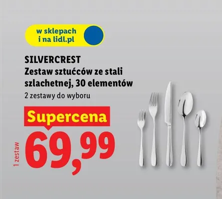 Zestaw sztućców ze stali szlachetnej, 30 elementów promocja w Lidl