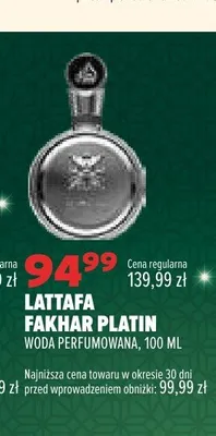 Woda perfumowana Lattafa Fakhar Platin promocja w Drogerie Natura