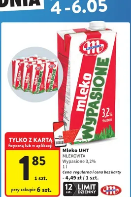 Mleko UHT Mlekovita Wypasione 3,2% promocja w Intermarche