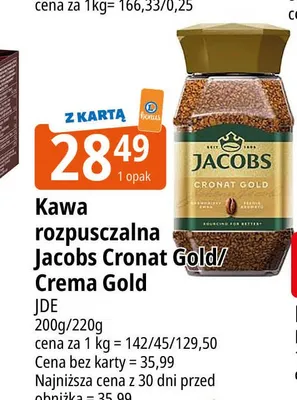 Kawa rozpuszczalna Jacobs Cronat Gold promocja w Leclerc