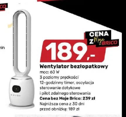 Wentylator bezłopatkowy moc: 60W promocja w Bricomarche