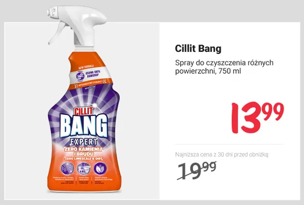 Spray do czyszczenia różnych powierzchni Cillit Bang promocja w Rossmann