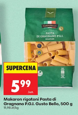 Makaron rigatoni Pasta di Gragnano P.G.I. Gusto Bello promocja w Biedronka