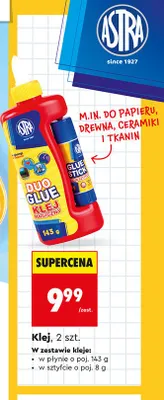 Zestaw klejów Astra w płynie i w sztyfcie 2-pak promocja w Biedronka
