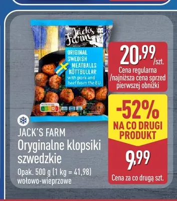 Oryginalne klopsiki szwedzkie wołowo-wieprzowe Jack's Farm promocja w Aldi