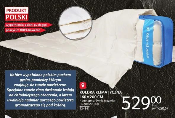 Kołdra klimatyczna 160x200 cm promocja w Selgros