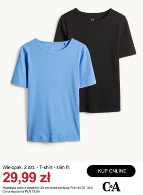T-shirt slim fit C&A 2-pak promocja w C&A