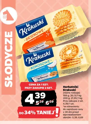 Herbatniki Krakuski kokosowe promocja w Netto