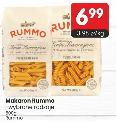Makaron Penne, Fusilli -wybrane rodzaje Rummo promocja w Market Point