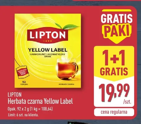 Herbata czarna Yellow Label Lipton promocja w Aldi