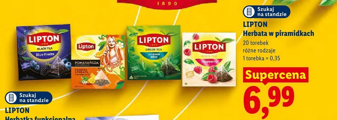 Herbata czarna Lipton Blue Fruits w piramidkach 20-pak promocja w Lidl