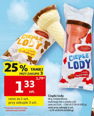 Ciepłe lody Smak Raju malinowe promocja w Auchan