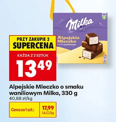 Alpejskie Mleczko o smaku waniliowym Milka promocja w Biedronka