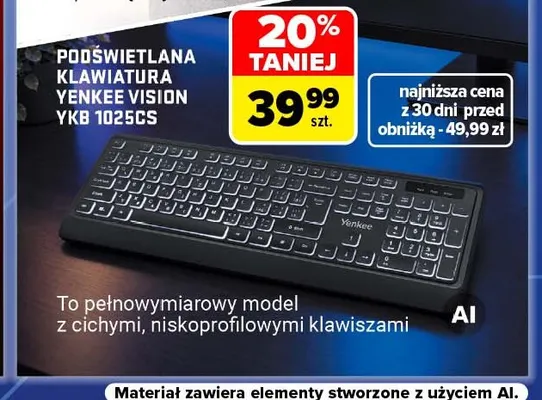 Podświetlana klawiatura Yenkee Vision Ykb 1025CS promocja w Carrefour