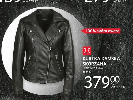 Kurtka damska skórzana 100% skóra owcza promocja w Selgros