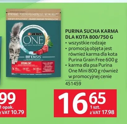 Sucha karma dla kota Purina 750g promocja w Selgros