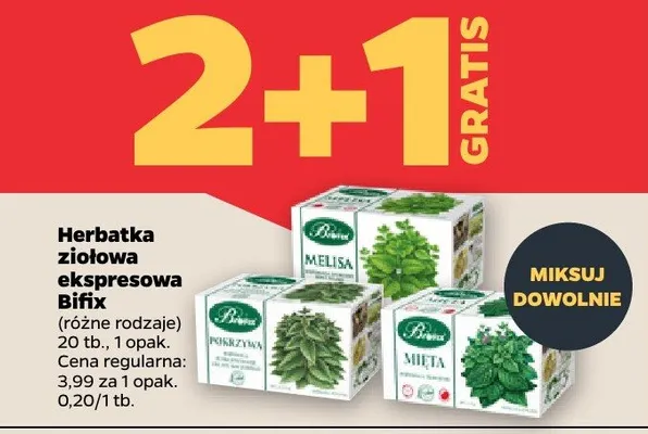 Herbatka ziołowa ekspresowa (różne rodzaje) melisa, mięta promocja w Netto