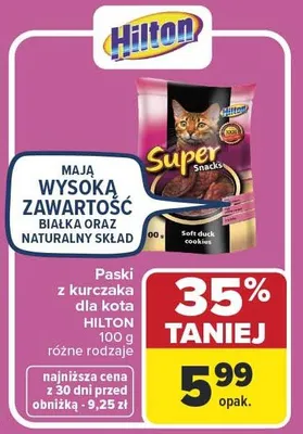 Paski z kurczaka dla kota Hilton 100 g różne rodzaje promocja w Carrefour Market