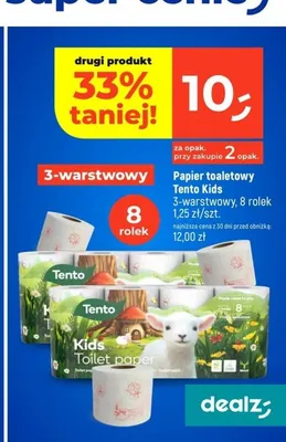 Papier toaletowy 3-warstwowy Tento Kids 8-pak promocja w Dealz