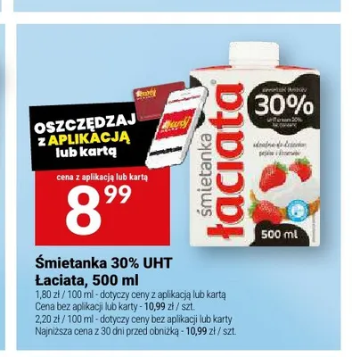 Śmietanka UHT Łaciata 30% promocja w Twój Market