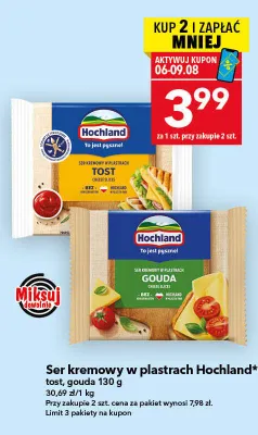 Ser kremowy w plastrach Hochland Gouda promocja w LEWIATAN