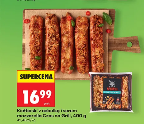 Kiełbaski z cebulką i serem mozzarella Czas na Grill promocja w Biedronka