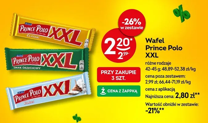 Wafel Prince Polo XXL różne rodzaje promocja w Żabka