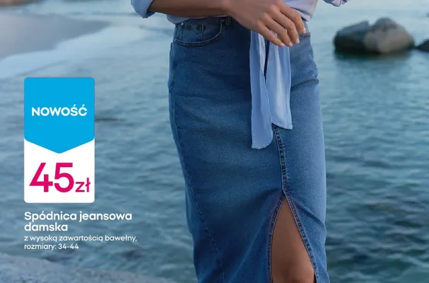 Spódnica jeansowa damska z wysoką zawartością bawełny promocja w Pepco