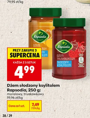 Dżem słodzony ksylitolem Rapsodia truskawkowy promocja w Biedronka