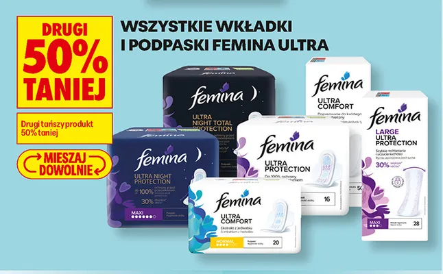 Podpaski Ultra Night Protection Maxi Femina promocja w Biedronka