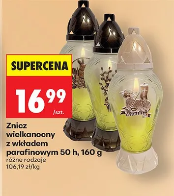 Znicz wielkanocny z wkładem parafinowym, różne rodzaje promocja w Biedronka