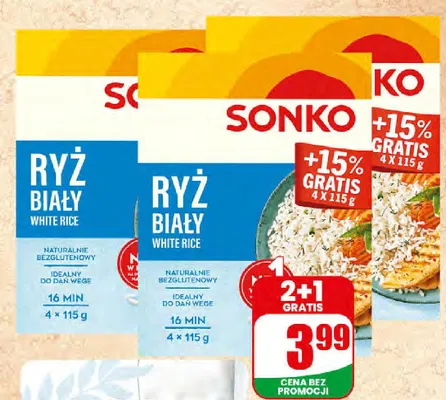 Ryż biały Sonko 4-pak promocja w Dino