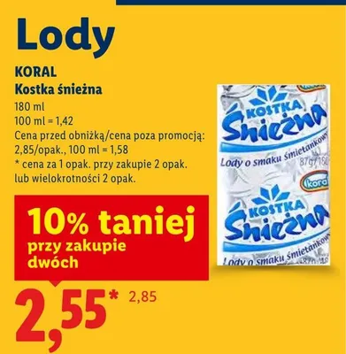 Lody Kostka śnieżna Koral promocja w Lidl