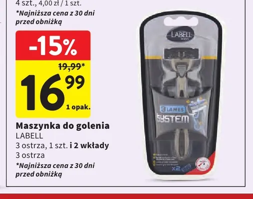 Maszynka do golenia Labell 3 ostrza 1 szt. i 2 wkłady 3 promocja w Intermarche