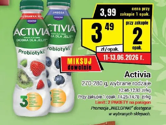 Jogurt Activia truskawka kiwi promocja w Premium Nasz Sklep