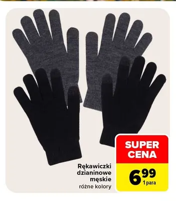 Rękawiczki dzianinowe męskie promocja w Carrefour