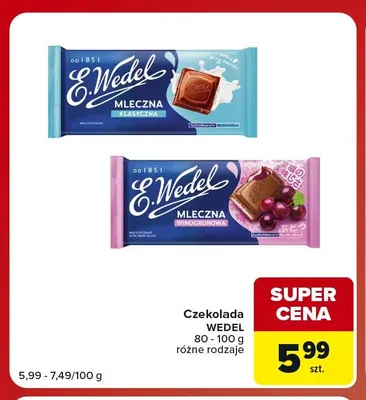 Czekolada mleczna klasyczna E.Wedel promocja w Carrefour Market