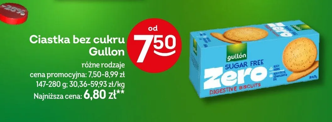 Ciastka bez cukru Gullon różne rodzaje promocja w Żabka