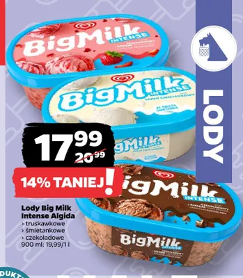 Lody Big Milk Intense Algida śmietankowe promocja w Netto