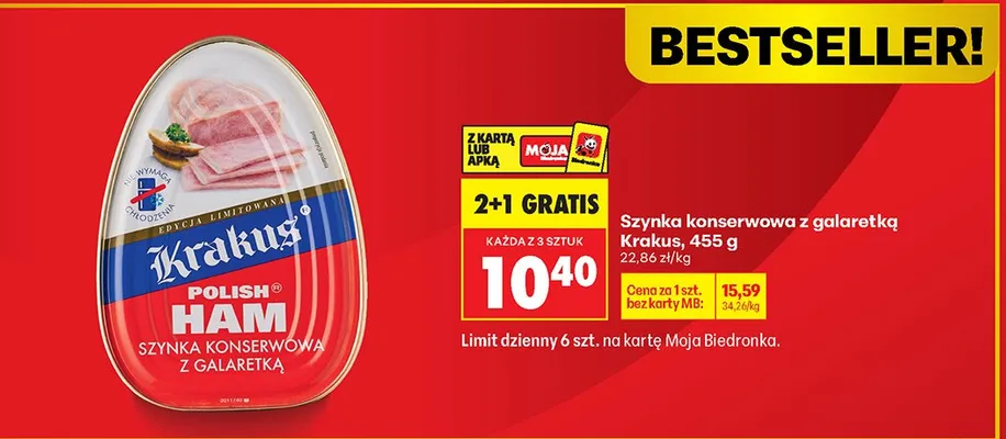 Szynka konserwowa z galaretką Krakus promocja w Biedronka