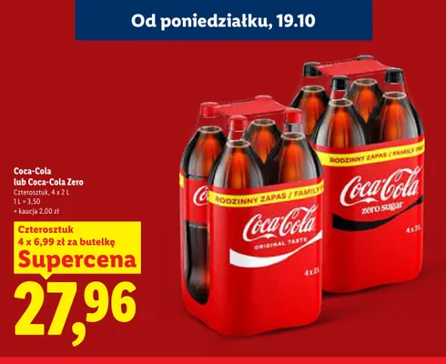 Napój gazowany Coca-Cola Zero 4-pak promocja w Lidl