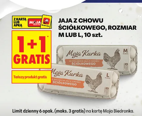 Jajka kurze z chowu ściółkowego Moja Kurka rozmiar L 10 szt promocja w Biedronka
