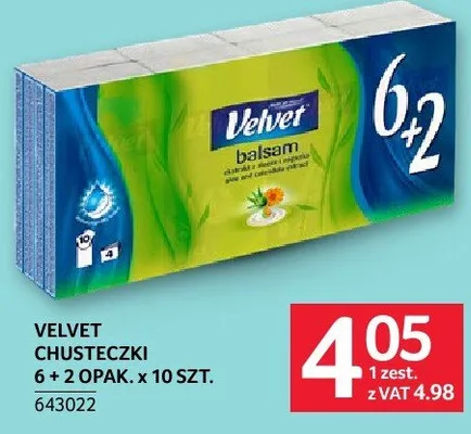 Chusteczki Velvet 6 + 2 w zestawie promocja w Selgros