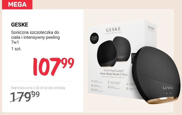 Soniczna szczoteczka do ciała i intensywny peeling 7w1 GESKE promocja w Rossmann