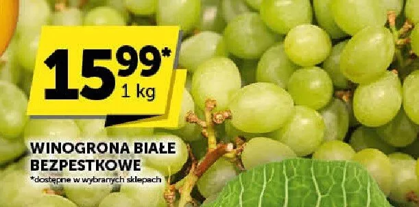 Winogrona białe bezpestkowe promocja w Euro Sklep